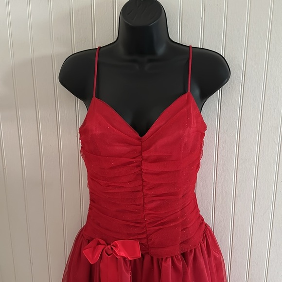 Like new! Jessica McClintock x Gunne Sax Spaghetti Strap Red Dress sz 5 - Picture 4 of 11